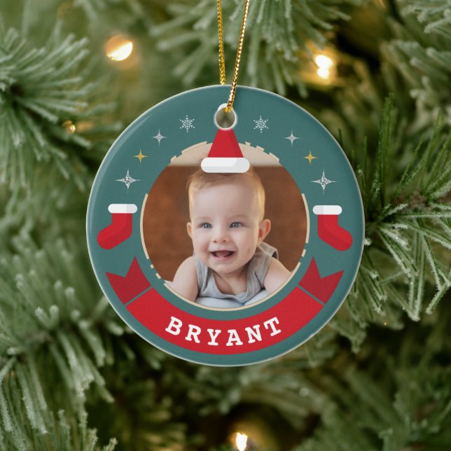 Första jul som morföräldrar Baby Photo Julgransprydnad Keramik (Träd)