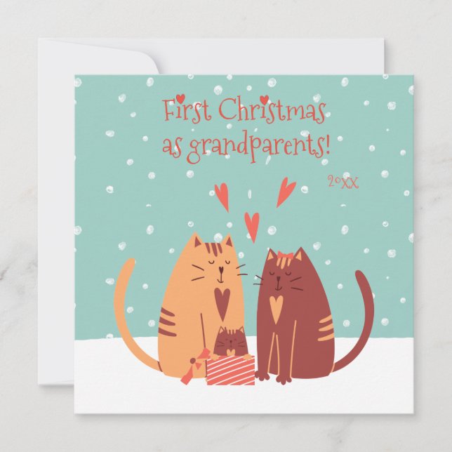 Första jul som morföräldrar! Cute Cats Julkort (Framsida)