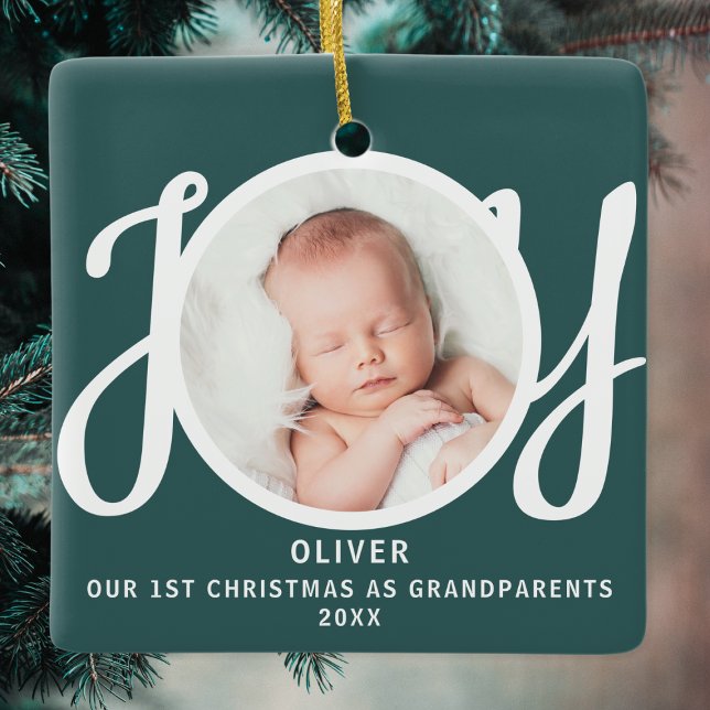 Första jul som morföräldrar Foto-Grönt Julgransprydnad Keramik (Skapare uppladdad)