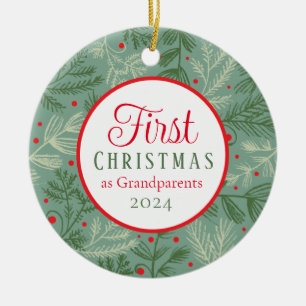 Första jul som morföräldrar Foto Julgransprydnad Keramik