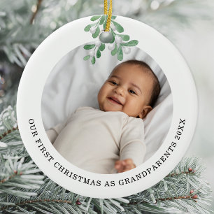 Första jul som morföräldrar Foto Mistletoe Julgransprydnad Keramik