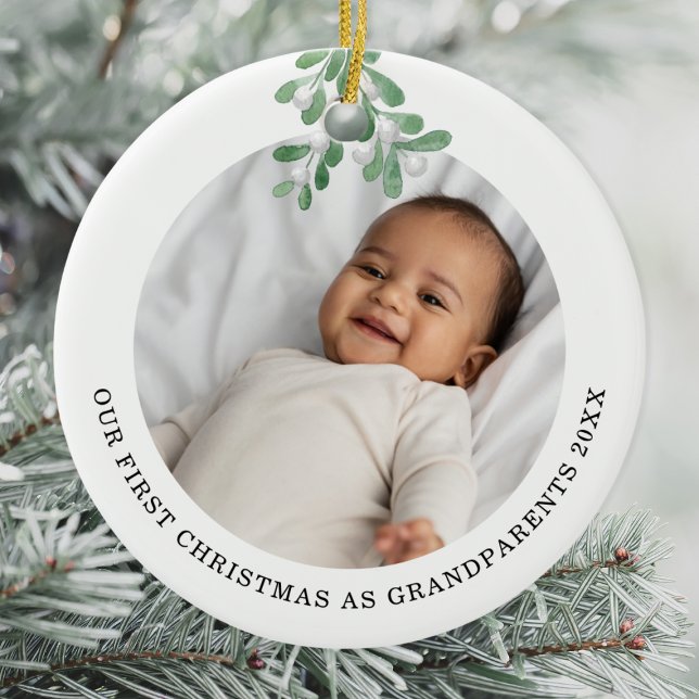 Första jul som morföräldrar Foto Mistletoe Julgransprydnad Keramik (Skapare uppladdad)