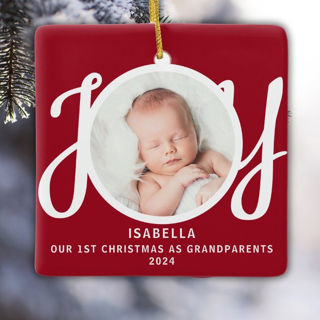 Första jul som morföräldrar Foto Red Keepsaké Julgransprydnad Keramik (Skapare uppladdad)