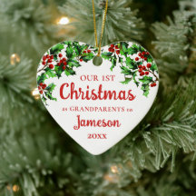 Första jul som morföräldrar Holly Heart Photo