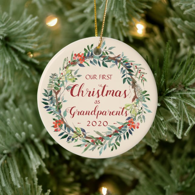 Första jul som morföräldrar Ivory Photo Julgransprydnad Keramik (Träd)