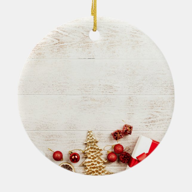 Första jul som morföräldrar julgransprydnad keramik (Baksidan)
