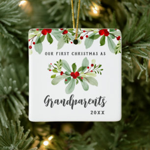 Första jul som morföräldrar Mistletoe Photo Julgransprydnad Keramik