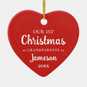 Första jul som morföräldrar Red Heart Photo Julgransprydnad Keramik