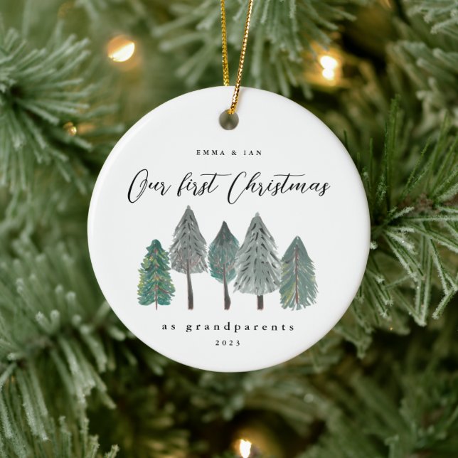 Första jul som morföräldrar Rustic Träd Julgransprydnad Keramik (Träd)
