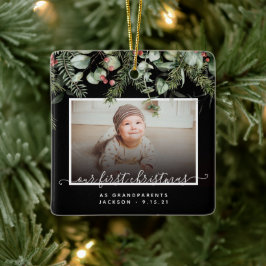 Första jul som morföräldrar Winter Greenery Julgransprydnad Keramik