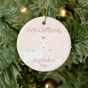 Första jul som mormodern - gullig hjort julgransprydnad keramik