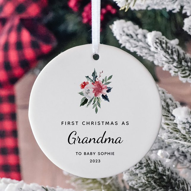 Första jul som mormor | Enkel och Elegant Julgransprydnad Keramik (A pretty holiday keepsake for her first Christmas as a grandmother)