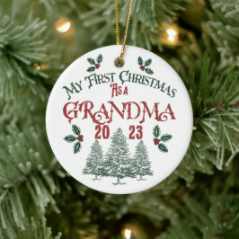 Första jul som mormor julgransprydnad keramik