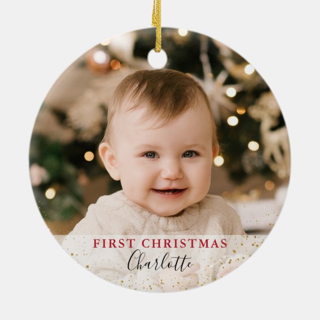 Första jul som mormor och morfar Holly Berries Julgransprydnad Keramik (Baksidan)