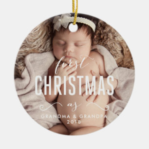 Första jul som mormormorfarprydnad julgransprydnad keramik