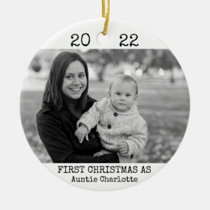 Första jul som Moster Black & White 2 Side Julgransprydnad Keramik