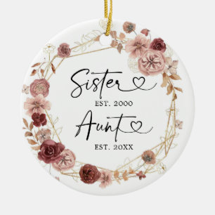 Första jul som Moster Geometric Boho Blommigt Gift Julgransprydnad Keramik