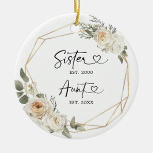 Första jul som Moster White-Blommigt Geometric Julgransprydnad Keramik