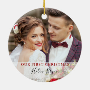 Första jul som Mr. & Mrs Anpassningsbar Photo Julgransprydnad Keramik