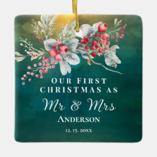 Första jul som mr & Mrs. Inspirational Bröllop Julgransprydnad Keramik
