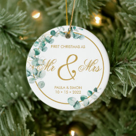 Första jul som Mr & Mrs. Julgransprydnad Keramik