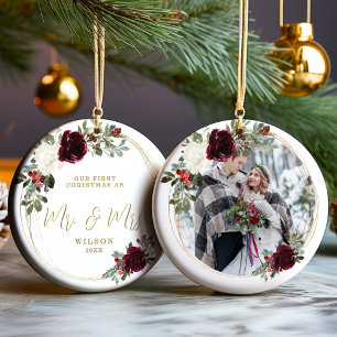 Första jul som Mr & Mrs. Julgransprydnad Keramik