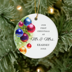 Första jul som Mr & Mrs Personlig Baubles Julgransprydnad Keramik