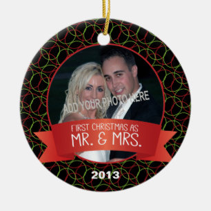 Första jul som Mr. & Mrs Photo Julgransprydnad Keramik