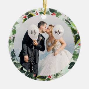 Första jul som Mr och Mrs Anpassningsbar Photo Julgransprydnad Keramik