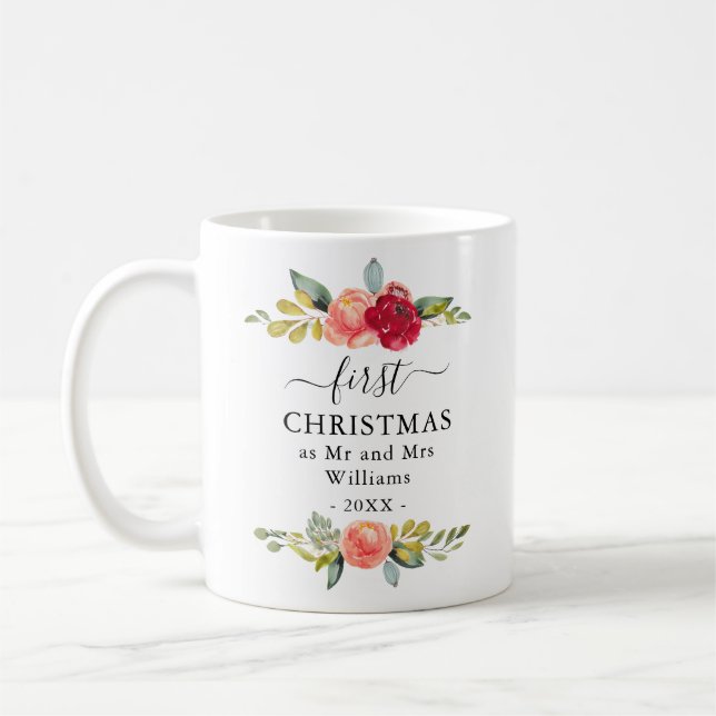 Första jul som Mr. och Mrs. Blommigt Coffee Mugg (Vänster)