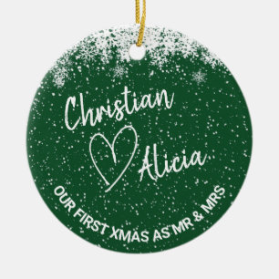 Första jul som Mr. och Mrs. grönt Ornament