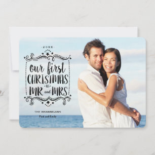 Första jul som Mr. och Mrs. Helgdag Photo Card Julkort