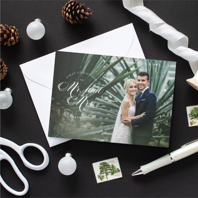 Första jul som Mr. och Mrs. Helgdag Photo Card Julkort (Skapare uppladdad)