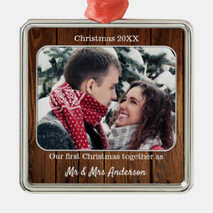 Första jul som Mr. och Mrs. Helgdag Photo Julgransprydnad Metall