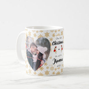 Första jul som Mr. och Mrs. Snowflake Photo Kaffemugg
