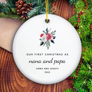 Första jul som Nana och Pappa ELEGANT Julgransprydnad Keramik