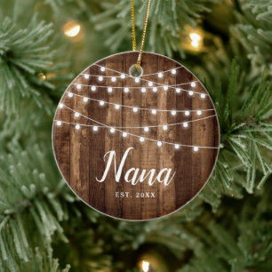 Första jul som Nana Rustic-Personlig Julgransprydnad Keramik
