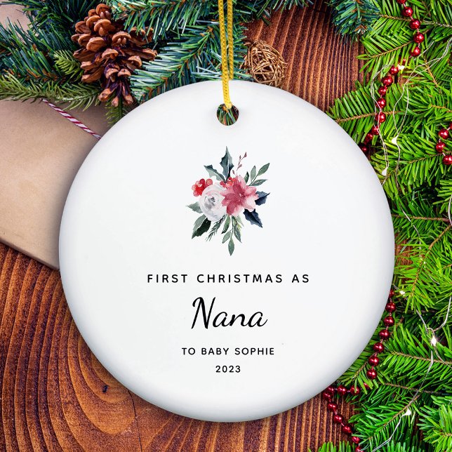 Första jul som Nana | Söt och Elegant Julgransprydnad Keramik (A holiday keepsake for her first Christmas as Nana)