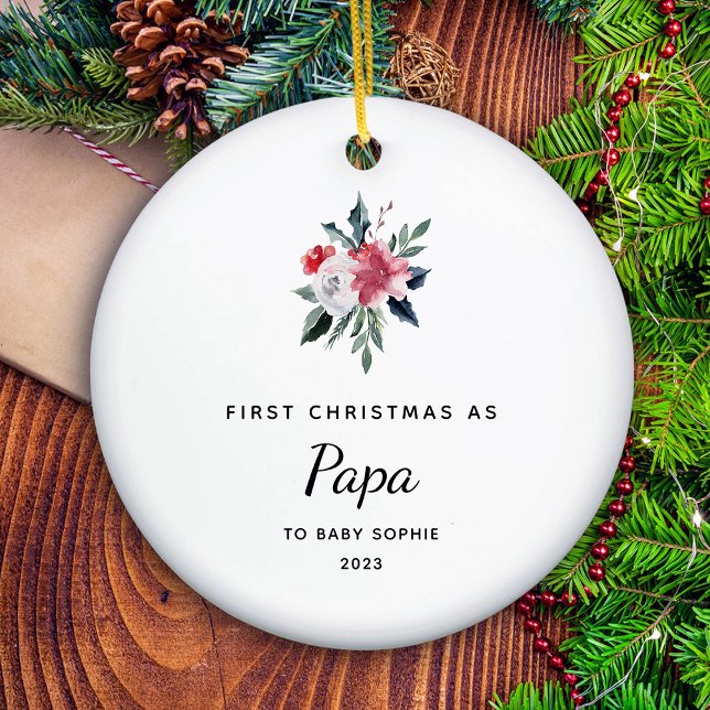 Första jul som Pappa | Enkel och Elegant Julgransprydnad Keramik (A holiday keepsake for his first Christmas as Papa)