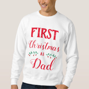 Första jul som Pappa-familjen matchar röd text Lång Ärmad Tröja