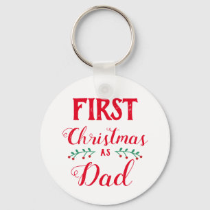 Första jul som Pappa-familjen matchar vit Nyckelring