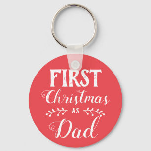Första jul som Pappa-familjen matchar vit text Nyckelring