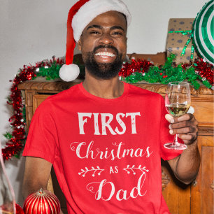 Första jul som Pappa-familjen matchar vit text T Shirt