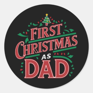 Första jul som Pappa matchande jul Runt Klistermärke