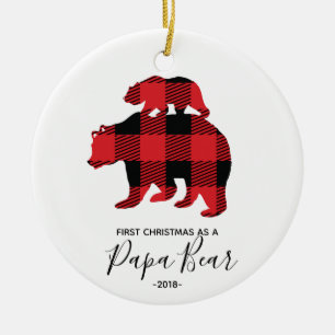 Första jul som pappabjörnprydnad julgransprydnad keramik