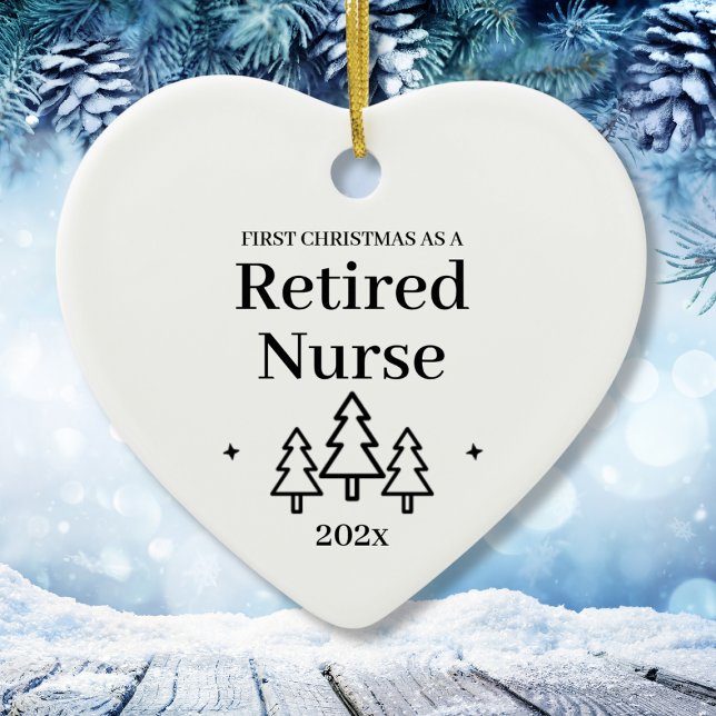 Första jul som pensionerat sjuksköterska julgransprydnad keramik (First Christmas As Retired Nurse Heart Ceramic Ornament
)