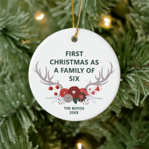 Första jul som sex Personligers familj Julgransprydnad Keramik