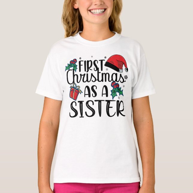 Första jul som sister - matchande jul t shirt (Framsida)