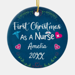 Första jul som sjuksköterska 2023, Personlig namn Julgransprydnad Keramik