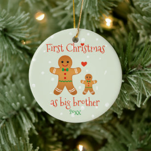 Första jul som storebror - Pepparkaksgubbar Julgransprydnad Keramik